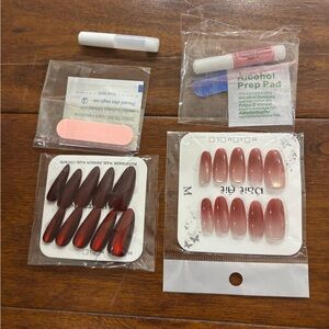 Red and Pink Ombre Press-On Nails Set